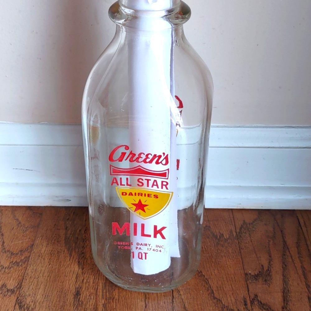 Vintage Glass One Quart Milk Bottle